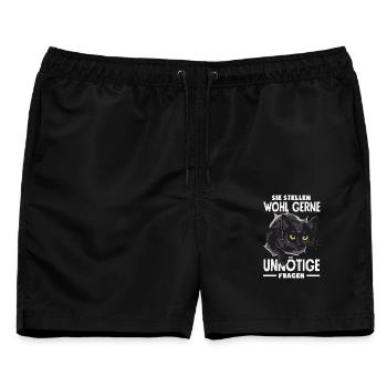Sie stellen wohl gerne unnötige Fragen - Männer Badeshorts - Schwarz - Vorne - AI Model Male 178 light (178cm)