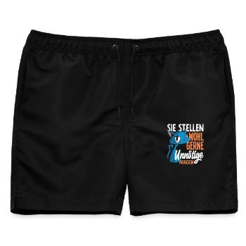Sie stellen wohl gerne unnötige Fragen - Männer Badeshorts - Schwarz - Vorne - AI Model Male 178 light (178cm)