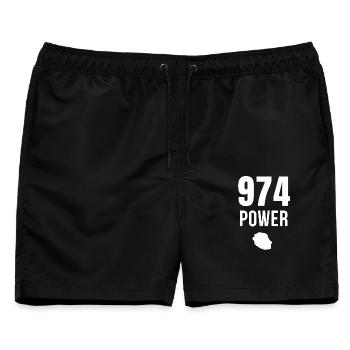 974 Power Treffen - Männer Badeshorts - Schwarz - Vorne - AI Model Male 178 light (178cm)