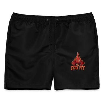 Fitness Motivation Bodybuilder Stay Fit - Männer Badeshorts - Schwarz - Vorne - AI Model Male 178 light (178cm)