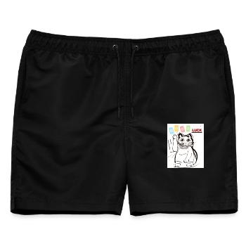 Winkekatze good luck  - Männer Badeshorts - Schwarz - Vorne - AI Model Male 178 light (178cm)