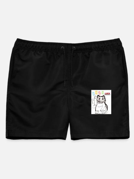 Winkekatze good luck - Männer Badeshorts - Schwarz