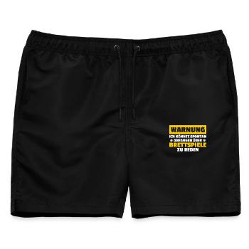 Warnung Gesellschaftsspiel Brettspiel - Männer Badeshorts - Schwarz - Vorne - AI Model Male 178 light (178cm)