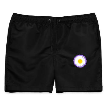 Lila Daisy Bloom mit gelbem Kern - Männer Badeshorts - Schwarz - Vorne - AI Model Male 178 light (178cm)