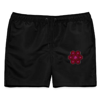 Om Symbol Hexagon Mandala Meditation Festival Goa - Männer Badeshorts - Schwarz - Vorne - AI Model Male 178 light (178cm)