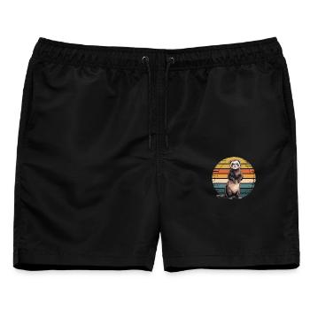 Frettchen - Männer Badeshorts - Schwarz - Vorne - AI Model Male 178 light (178cm)