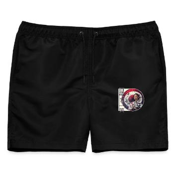 Japanische Weisheit - Lächeln lohnt sich - Männer Badeshorts - Schwarz - Vorne - AI Model Male 178 light (178cm)
