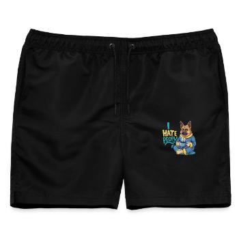 Schäferhund Kaffee Morgenmuffel Lustig Hund - Männer Badeshorts - Schwarz - Vorne - AI Model Male 178 light (178cm)