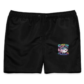 Glow Up Tetra Buntes Fischmotiv - Männer Badeshorts - Schwarz - Vorne - AI Model Male 178 light (178cm)