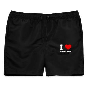 I love big Boobs - Brüste - Lettering - Männer Badeshorts - Schwarz - Vorne - AI Model Male 178 light (178cm)