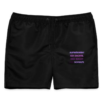 Aufwärmen? Ich dachte, das macht der Schnaps - Männer Badeshorts - Schwarz - Vorne - AI Model Male 178 light (178cm)