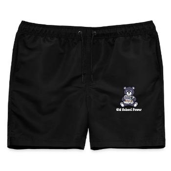 Old School Power Bär Retro Konsole - Männer Badeshorts - Schwarz - Vorne - AI Model Male 178 light (178cm)