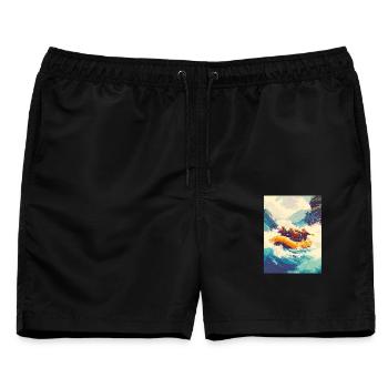Rafting-Expedition in Wild Rapids - Männer Badeshorts - Schwarz - Vorne - AI Model Male 178 light (178cm)