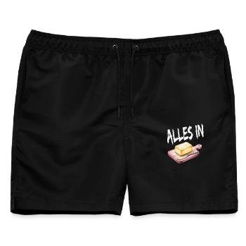 Alles In Butter Lustiges Motiv - Männer Badeshorts - Schwarz - Vorne - AI Model Male 178 light (178cm)