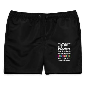 Weder Geduld noch Buntstifte – Sarkasmus - Männer Badeshorts - Schwarz - Vorne - AI Model Male 178 light (178cm)