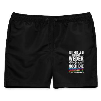 Weder Geduld noch Buntstifte – Sarkasmus - Männer Badeshorts - Schwarz - Vorne - AI Model Male 178 light (178cm)