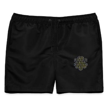 Hexagon Geometrie Muster Goa Yoga Sport Meditation - Männer Badeshorts - Schwarz - Vorne - AI Model Male 178 light (178cm)