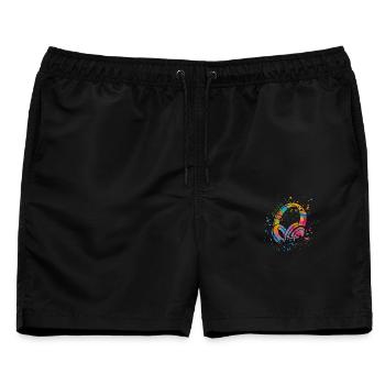 Kopfhörer Musik EDM DJ Musikliebhaber - Männer Badeshorts - Schwarz - Vorne - AI Model Male 178 light (178cm)