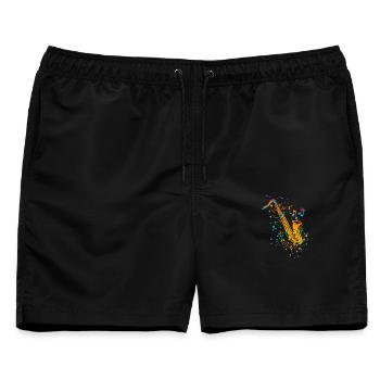 Saxophon Jazz Saxophonist Orchester Musiker - Männer Badeshorts - Schwarz - Vorne - AI Model Male 178 light (178cm)
