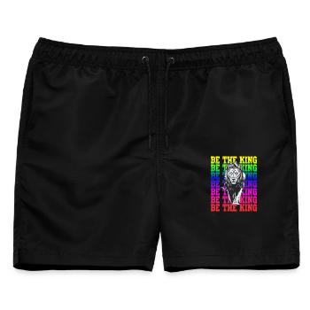 Sei Der König Regenbogen Löwe Motiv Starkes Tier - Männer Badeshorts - Schwarz - Vorne - AI Model Male 178 light (178cm)