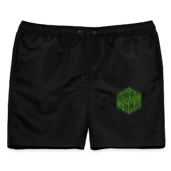 Geometrisches Hexagon Muster Yoga Goa Psytrance - Männer Badeshorts - Schwarz - Vorne - AI Model Male 178 light (178cm)