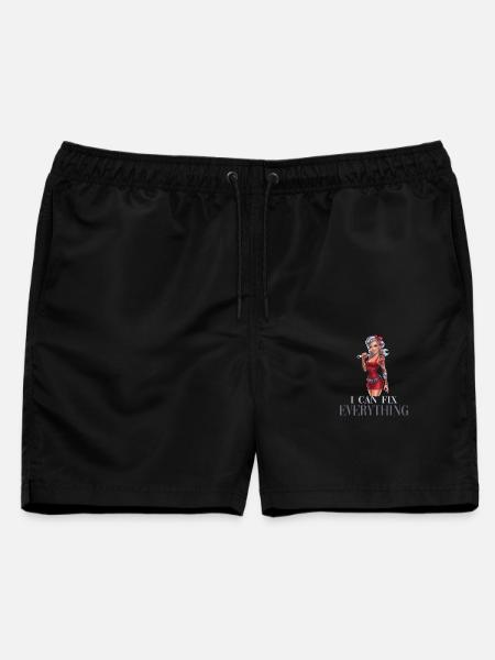 Ich Kann Alles Reparieren Powerfrau Illustration - Männer Badeshorts - Schwarz