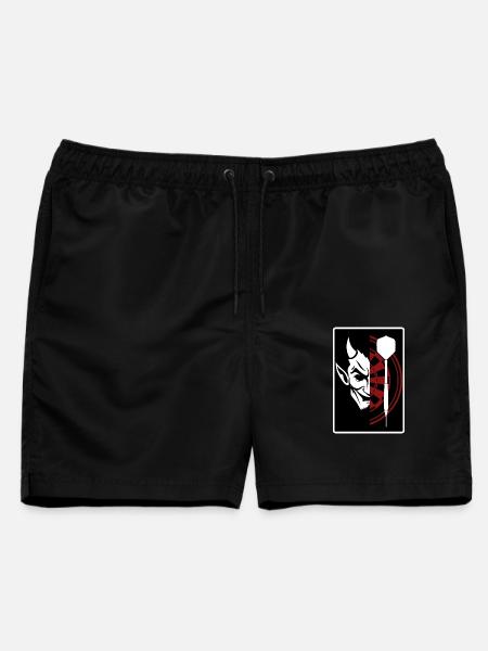 Darts, Bullseye, Dartboard and devil. - Männer Badeshorts - Schwarz