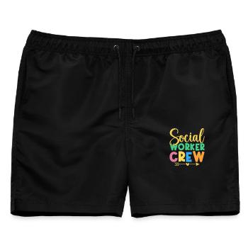 Social Worker Quote Crew Social Work - Männer Badeshorts - Schwarz - Vorne - AI Model Male 178 light (178cm)