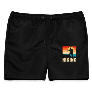 Hiking Retro - Männer Badeshorts - Schwarz - Vorne - AI Model Male 178 light (178cm)
