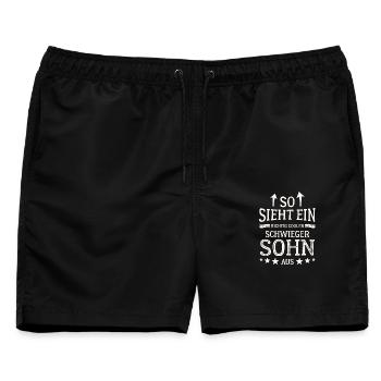So sieht ein richtig cooler Schwiegersohn aus - Männer Badeshorts - Schwarz - Vorne - AI Model Male 178 light (178cm)