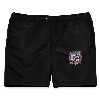 Geboren in der besten Dekade - Männer Badeshorts - Schwarz - Vorne - AI Model Male 178 light (178cm)