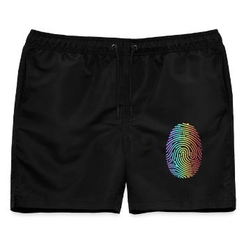 Bunter Regenbogen Fingerabdruck - Männer Badeshorts - Schwarz - Vorne - AI Model Male 178 light (178cm)