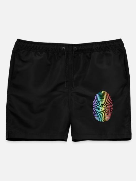 Bunter Regenbogen Fingerabdruck - Männer Badeshorts - Schwarz