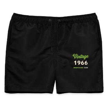 Vintage 1966 – Bikepacking Club Retro Geburtsjahr - Männer Badeshorts - Schwarz - Vorne - AI Model Male 178 light (178cm)