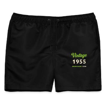 Vintage 1955 – Bikepacking Club Retro Geburtsjahr - Männer Badeshorts - Schwarz - Vorne - AI Model Male 178 light (178cm)
