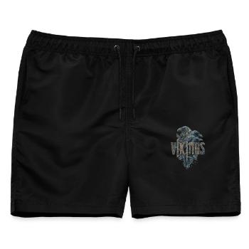 Odin-Crow-Viking-Sword-Nordic - Männer Badeshorts - Schwarz - Vorne - AI Model Male 178 light (178cm)