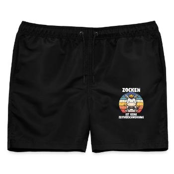 Zocken ist keine zeitverschwendung - Männer Badeshorts - Schwarz - Vorne - AI Model Male 178 light (178cm)