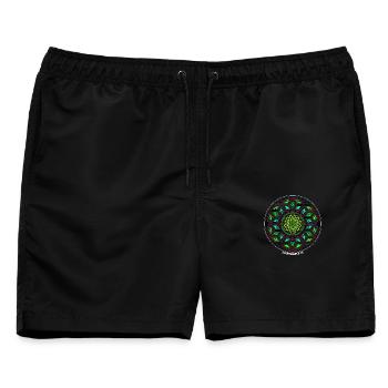 Fractal Evolution Kaleidoskop Mandala Muster Yoga - Männer Badeshorts - Schwarz - Vorne - AI Model Male 178 light (178cm)