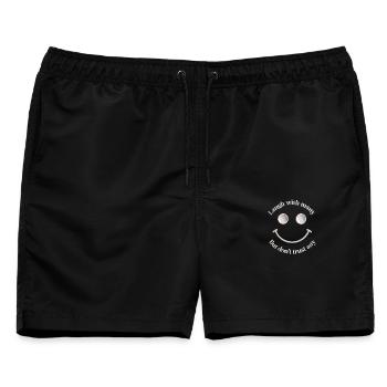 Lache Mit Vielen Aber Traue Keinem Smiley - Männer Badeshorts - Schwarz - Vorne - AI Model Male 178 light (178cm)