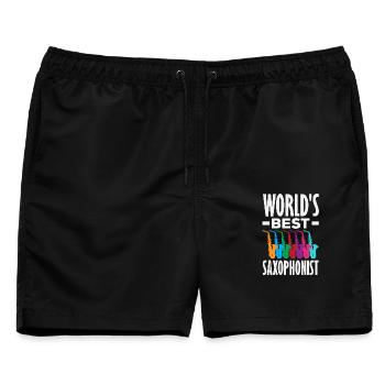 Saxofon - Männer Badeshorts - Schwarz - Vorne - AI Model Male 178 light (178cm)