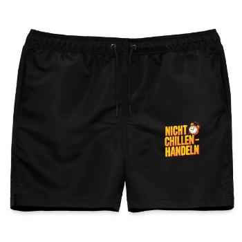 Nicht Chillen Handeln Uhr Motiv - Männer Badeshorts - Schwarz - Vorne - AI Model Male 178 light (178cm)