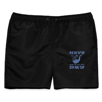 Pfeife mit Spruch - Männer Badeshorts - Schwarz - Vorne - AI Model Male 178 light (178cm)