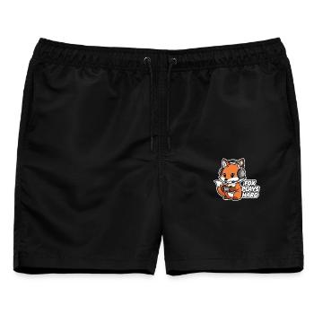 Fuchs mit Headset Spielheld - Männer Badeshorts - Schwarz - Vorne - AI Model Male 178 light (178cm)