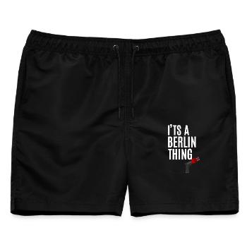Berlin Thing Silvester - Männer Badeshorts - Schwarz - Vorne - AI Model Male 178 light (178cm)