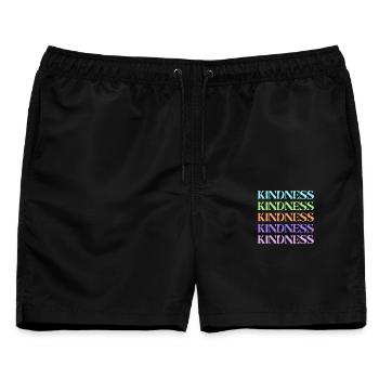 Freundlichkeit Regenbogen gestapelter Text - Männer Badeshorts - Schwarz - Vorne - AI Model Male 178 light (178cm)