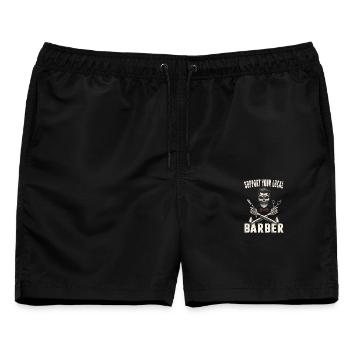 Friseur Salon Frisör Barber Hairstylist Geschenke  - Männer Badeshorts - Schwarz - Vorne - AI Model Male 178 light (178cm)