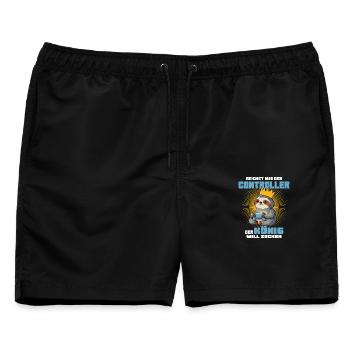 König mit Controller - Männer Badeshorts - Schwarz - Vorne - AI Model Male 178 light (178cm)