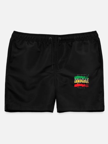 Raggae Musik Rasta Geschenke Damen Herren - Männer Badeshorts - Schwarz