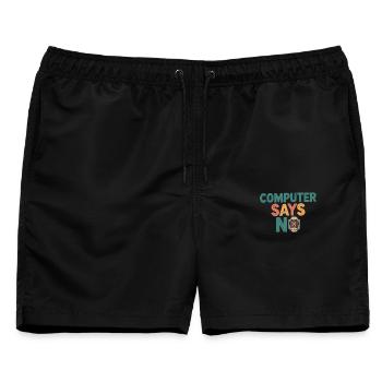 Retro Computer sagt Nein - Männer Badeshorts - Schwarz - Vorne - AI Model Male 178 light (178cm)