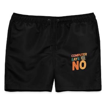 Retro Computer sagt Nein - Männer Badeshorts - Schwarz - Vorne - AI Model Male 178 light (178cm)